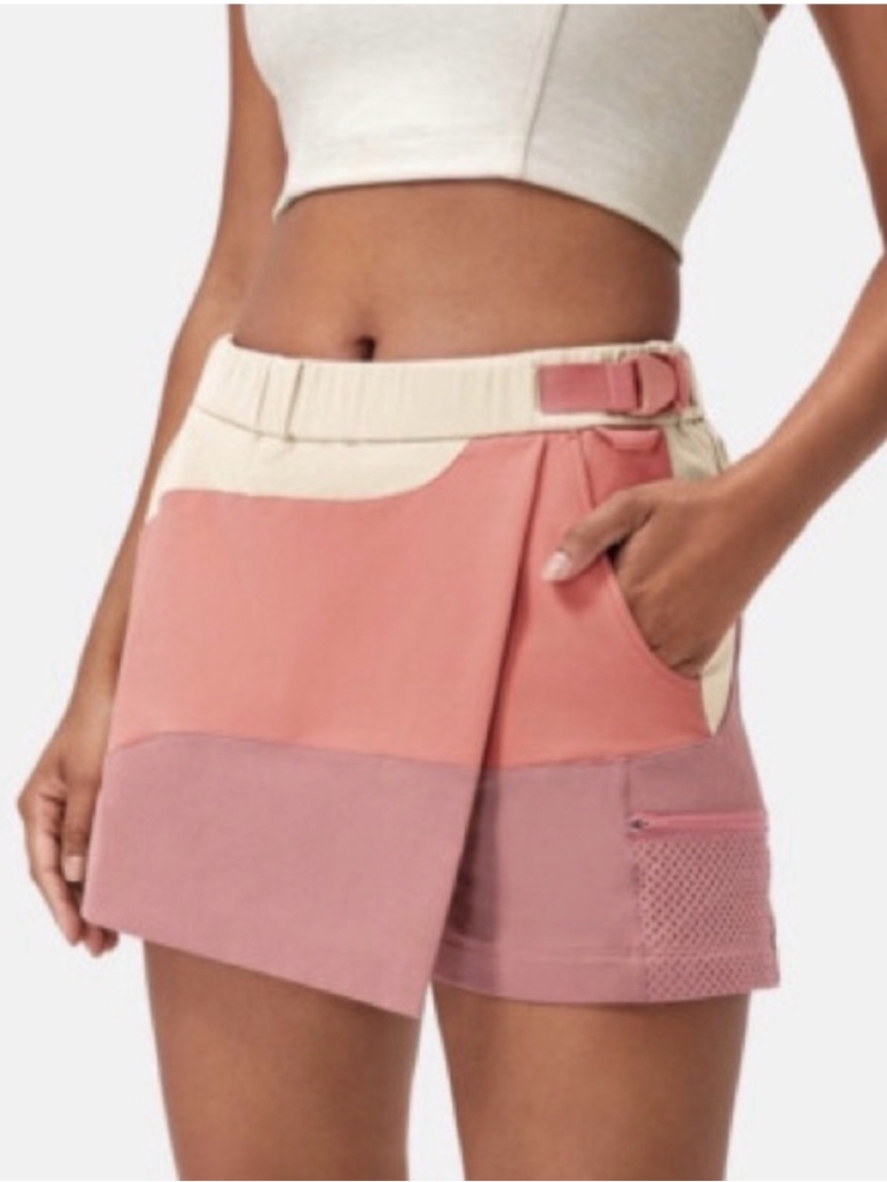 Outdoor Voices Two-Tone Pink & Cream Athletic Skort